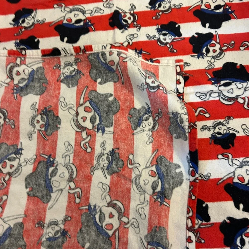 Pirate Skull Crossbones Red White Striped‎ Baby Swaddle Receiving Blanket Knit